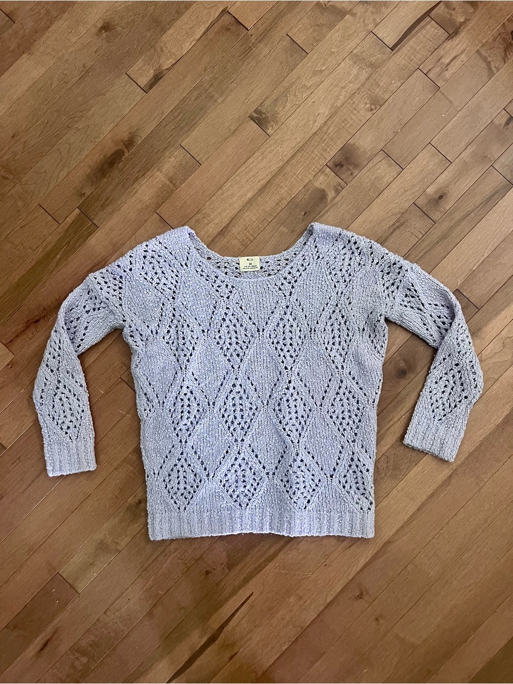 Urban Outfitters Light Lavender Open-Knit Diamond Sweater